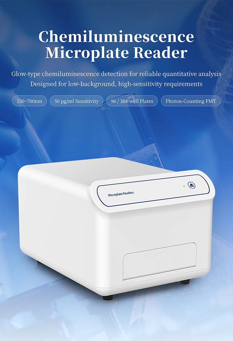 HM Instruments HM--96C benchtop chemiluminescence microplate reader featuring 230 to 700 nm wavelength range and photon-counting PMT detector